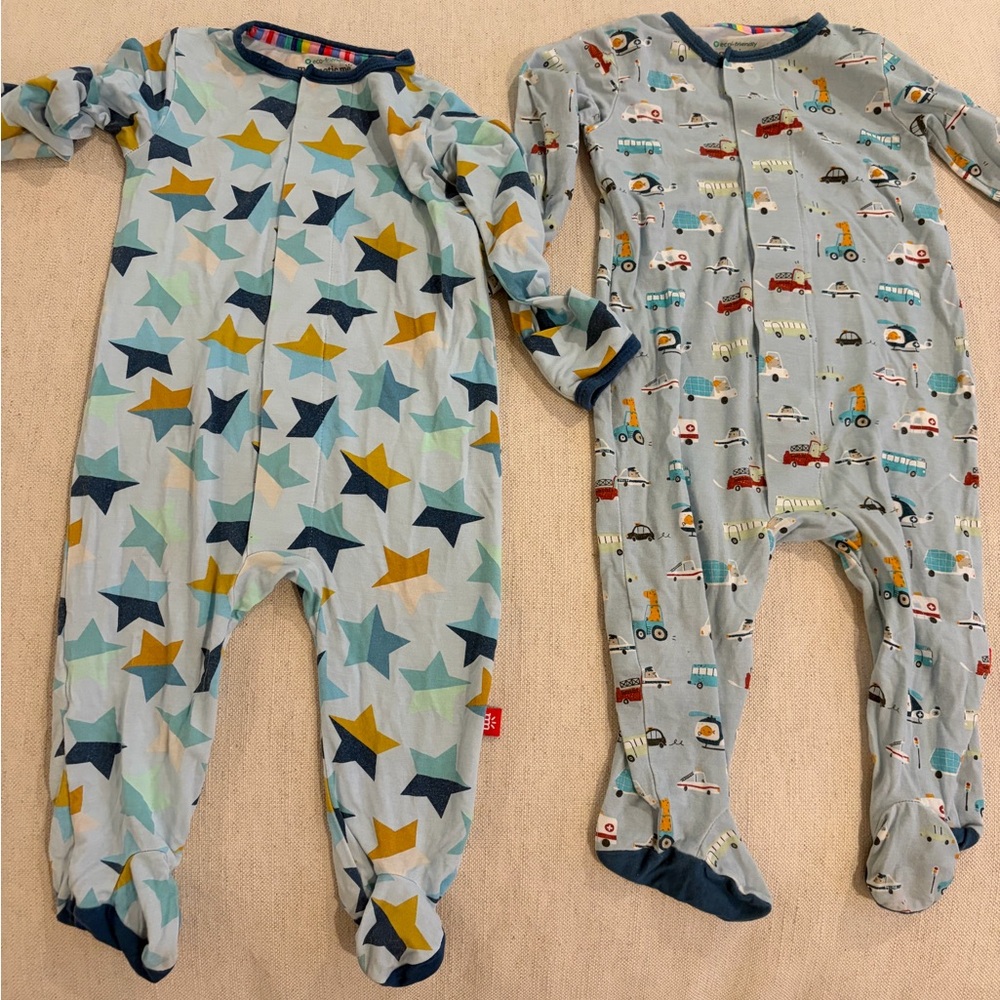 Magnetic Me Blue Star and Vehicle Print Footies Bundle